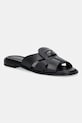 Tommy Hilfiger pantofle dámské kožené COIN LEATHER SANDAL černá FW0FW09126