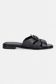 Tommy Hilfiger чехли дамски от кожа COIN LEATHER SANDAL FW0FW09126 черен SS26