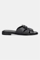 Tommy Hilfiger pantofle dámské kožené COIN LEATHER SANDAL FW0FW09126 černá SS26
