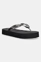 Calvin Klein șlapi de damă FLATFORM FLIP FLOP MET TPU negru HW0HW03120