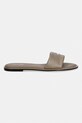 Calvin Klein чехли дамски от кожа ROUND FLAT SNDL LTH BAR HW 2 HW0HW02925 кафяв SS26