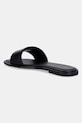 Încălțăminte Calvin Klein papuci de damă din piele ROUND FLAT SNDL LTH BAR HW 2 HW0HW02925 negru