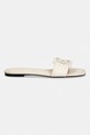 Calvin Klein klapki damskie skórzane SQUARE FLAT SANDAL EMBLEM HW0HW03128 beżowy SS26