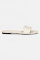 Calvin Klein klapki damskie skórzane SQUARE FLAT SANDAL EMBLEM HW0HW03128 beżowy SS26