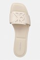 Calvin Klein klapki damskie skórzane SQUARE FLAT SANDAL EMBLEM beżowy HW0HW03128