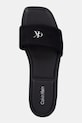 Calvin Klein papuci de damă SQUARE FLAT SNDL CANVAS HW negru HW0HW03129
