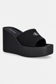 Calvin Klein pantofle dámské na klínku WEDGE 70 SNDL CANV MG černá HW0HW03134