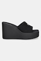 Calvin Klein дамски чехли със скосена пларформа WEDGE 70 SNDL CANV MG HW0HW03134 черен SS26