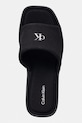 Calvin Klein дамски чехли със скосена пларформа WEDGE 70 SNDL CANV MG черен HW0HW03134