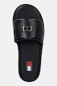 Tommy Jeans pantofle na plochém podpatku dámské kožené TJW SOFT PADDED CASUAL SLIDE černá EN0EN02950