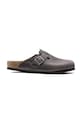 Birkenstock klapki skórzane Boston płaski szary 1013256