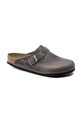 Birkenstock klapki skórzane Boston 1013256 szary SS26