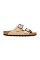 Birkenstock klapki skórzane Arizona płaski beżowy 1031579