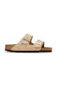 Birkenstock klapki zamszowe Arizona płaski beżowy 1031736