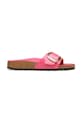 Birkenstock klapki skórzane Madrid Big Buckle płaski różowy 1031844