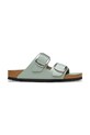 Birkenstock klapki skórzane Arizona Big Buckle płaski zielony 1031882.N