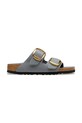 Birkenstock klapki skórzane Arizona Big Buckle płaski szary 1032027