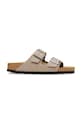 Birkenstock papuci Arizona imitatie de piele intoarsa gri 1032070