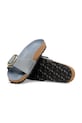 Birkenstock klapki skórzane Madrid Big Buckle szary 1032090