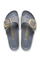 Birkenstock klapki skórzane Madrid Big Buckle 1032090 szary