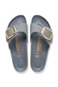 Birkenstock klapki skórzane Madrid Big Buckle 1032090 szary