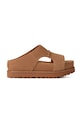 UGG klapki zamszowe W Goldenstar Hi Cutout Slide płaski brązowy 1175132.CHE