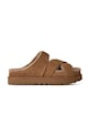 UGG klapki zamszowe W Greenport Cross Strap Slide płaski brązowy 1178470.CHE
