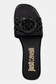 Just Cavalli klapki na płaskim obcasie damskie czarny 80RA3S83ZSE38899