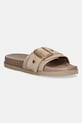 AllSaints klapki skórzane Ellie Western Sandal płaski beżowy W039FE.BRN