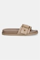 AllSaints klapki skórzane Ellie Western Sandal W039FE.BRN beżowy SS26