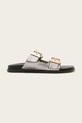 AllSaints klapki skórzane Magda Stud Sandal płaski srebrny W115FC