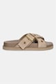 AllSaints klapki skórzane Suki Western Sandal W042FE beżowy SS26