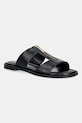 MICHAEL Michael Kors šľapky na plochom podpätku dámske kožené Berkley Flat Sandal čierna 40S6BRFS1L.001