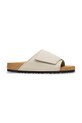 Birkenstock klapki zamszowe Solana płaski beżowy 1031578