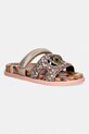 Kurt Geiger London klapki na płaskim obcasie damskie Eagle Cut Out Sandal brązowy 4732639779