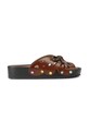 Kurt Geiger London klapki damskie skórzane Boho Butterfly Flat brązowy 5596630109