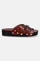 Kurt Geiger London klapki damskie skórzane Boho Butterfly Flat 5596630109 brązowy SS26
