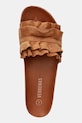 Verbenas klapki damskie zamszowe ROCIO SERRAJE VOLANTE brązowy 3300620220.SETTER