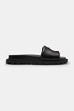 Coach klapki na płaskim obcasie damskie skórzane Brynn Leather Slide Sandal czarny CEF50.BLK