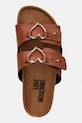 Love Moschino klapki na płaskim obcasie damskie skórzane brązowy JA28173G0OIA0200