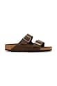 Birkenstock Arizona klapki na płaskim obcasie damskie zamszowe brązowy 1031640.