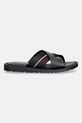 Tommy Hilfiger klapki męskie skórzane CORE HILFIGER LTH CRISS C SANDAL FM0FM05783 czarny SS26