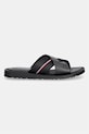 Tommy Hilfiger klapki męskie skórzane CORE HILFIGER LTH CRISS C SANDAL FM0FM05783 czarny SS26