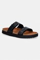 Tommy Hilfiger pantofle pánské kožené HILFIGER CHAMBRAY BEACH SANDAL černá FM0FM05754