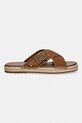 Tommy Hilfiger klapki męskie zamszowe FLEX JUTTE BUCKLE SDE SANDAL FM0FM05772 brązowy SS26