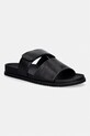 BOSS Ciabatte slide da uomo in pelle Hedrik nero 50563153.001