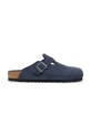 Birkenstock klapki zamszowe Boston płaski granatowy 1030837