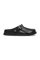 Birkenstock klapki zamszowe Lutry płaski czarny 1031273
