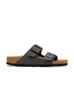 Birkenstock klapki skórzane Arizona płaski szary 1032045