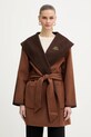 Karl Lagerfeld płaszcz dwustronny z dodatkiem wełny bez kaptura brązowy B1W15038